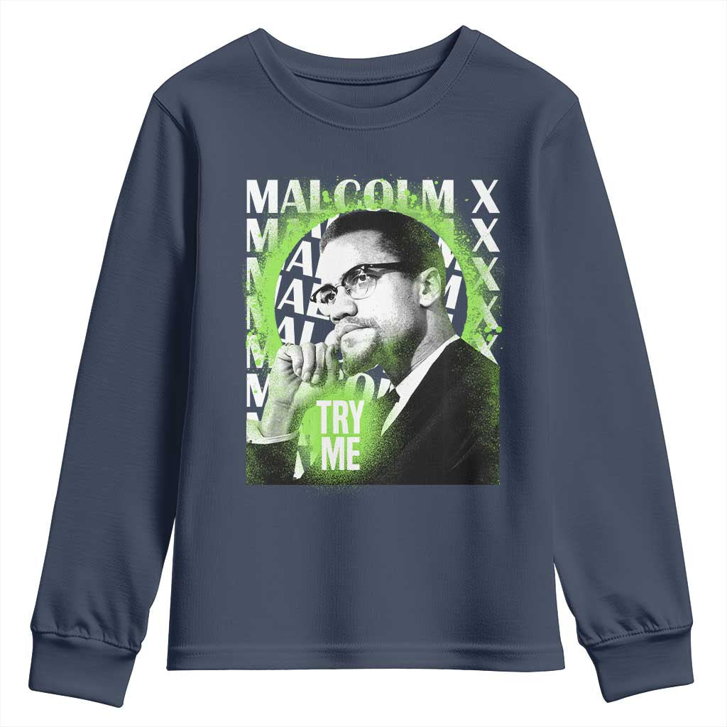 Malcolm X Youth Sweatshirt Try Me Aesthetic Art Black Civil Rights BHM TS09