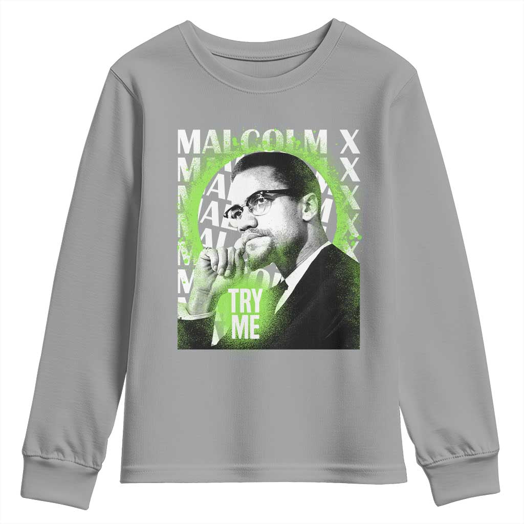 Malcolm X Youth Sweatshirt Try Me Aesthetic Art Black Civil Rights BHM TS09
