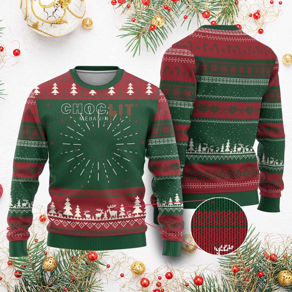 Black Pride Ugly Christmas Sweater Choclit 100% Melanin African American Afro TS09