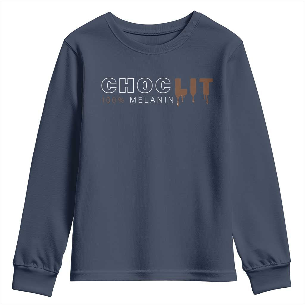 Black Pride Youth Sweatshirt Choclit 100% Melanin African American Afro TS09