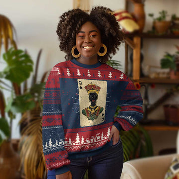 Black Pride African Queen Card Ugly Christmas Sweater TS09