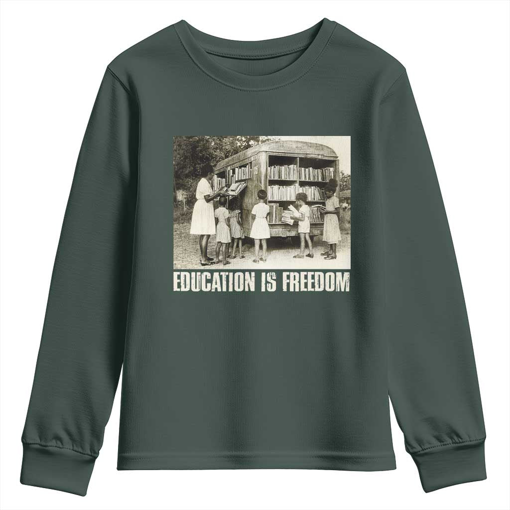 Education Is Freedom Youth Sweatshirt Black Educator Bookish TS09