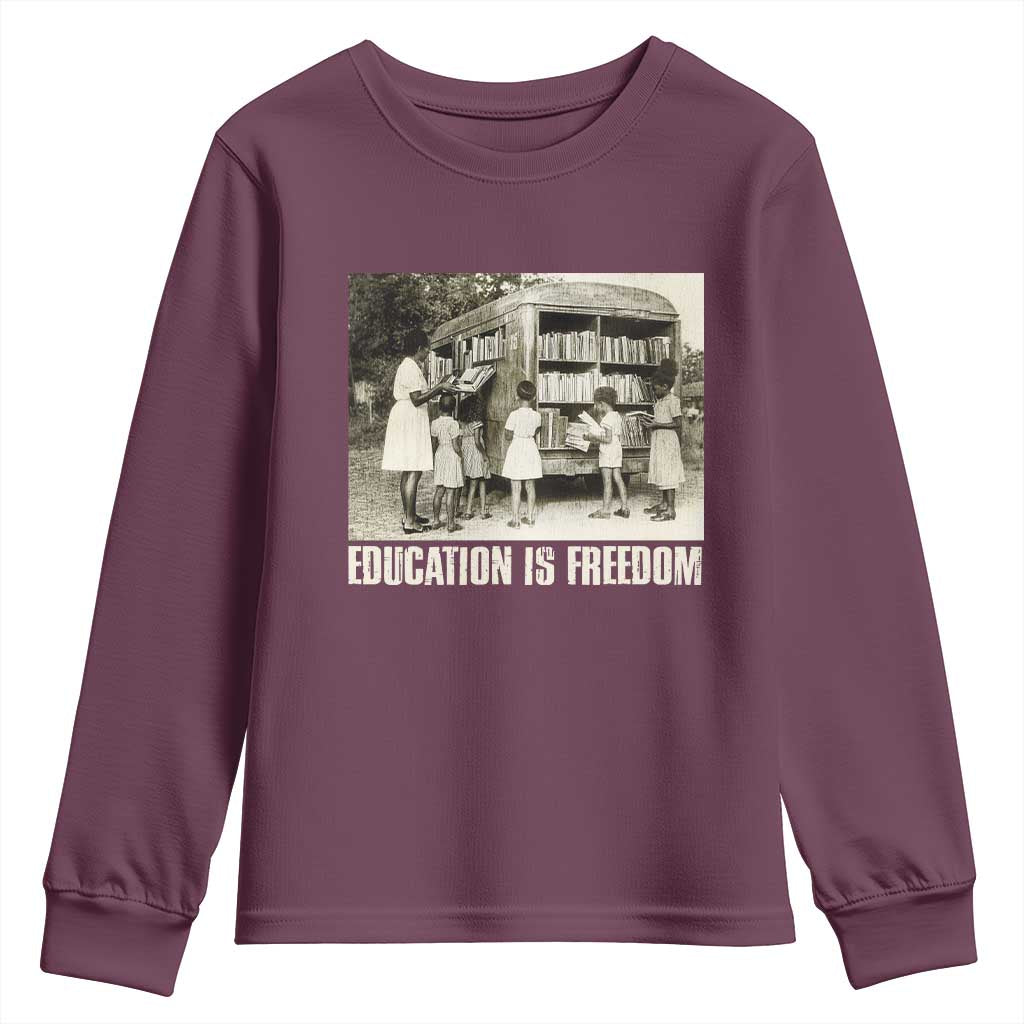 Education Is Freedom Youth Sweatshirt Black Educator Bookish TS09