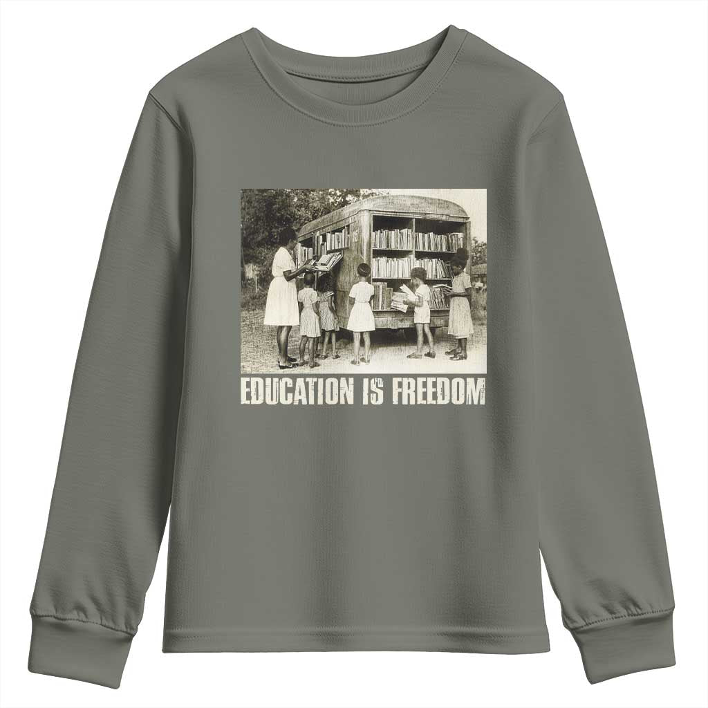 Education Is Freedom Youth Sweatshirt Black Educator Bookish TS09