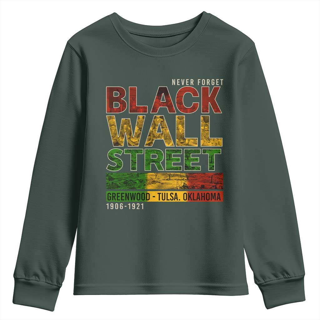 Never Forget Black Wall Street Youth Sweatshirt Greenwood Tulsa Oklahoma Black History TS09
