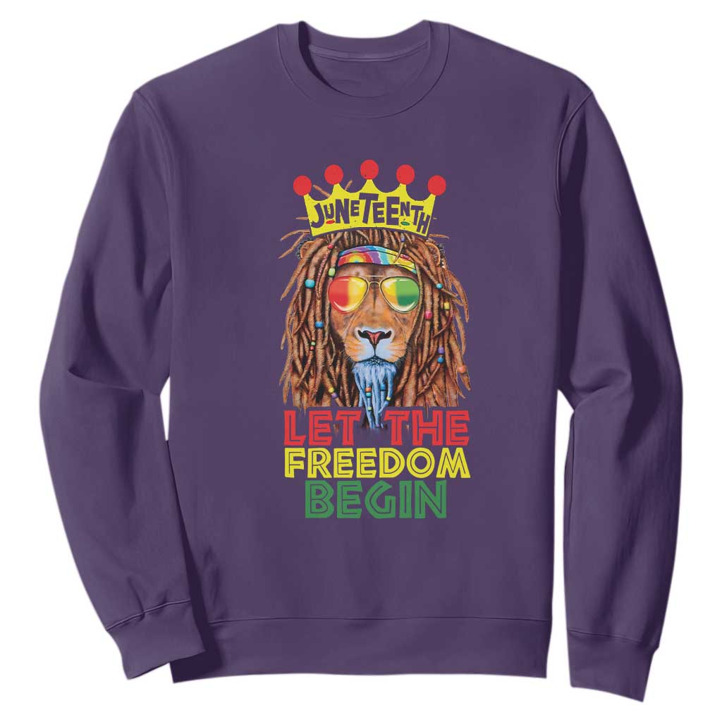 Juneteenth Sweatshirt Let The Freedom Begin Lion Rasta African American TS09