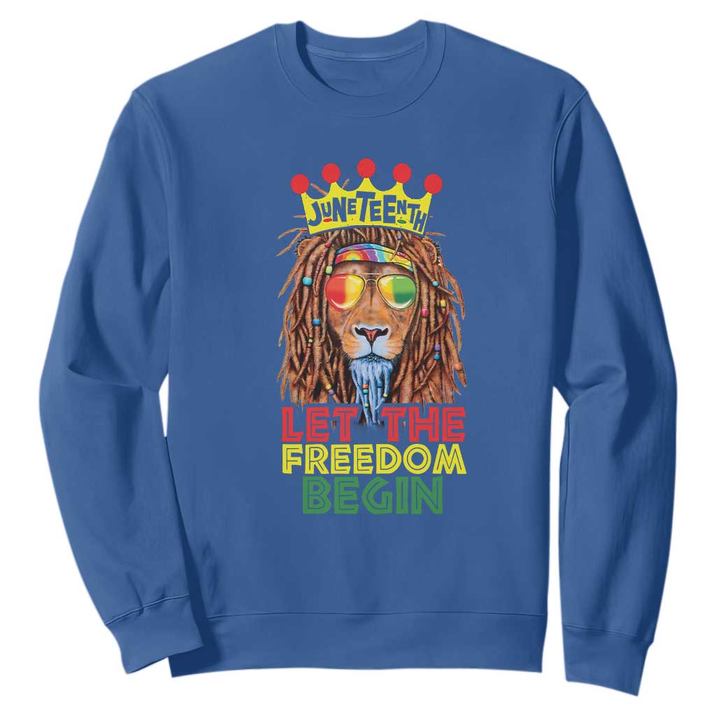 Juneteenth Sweatshirt Let The Freedom Begin Lion Rasta African American TS09