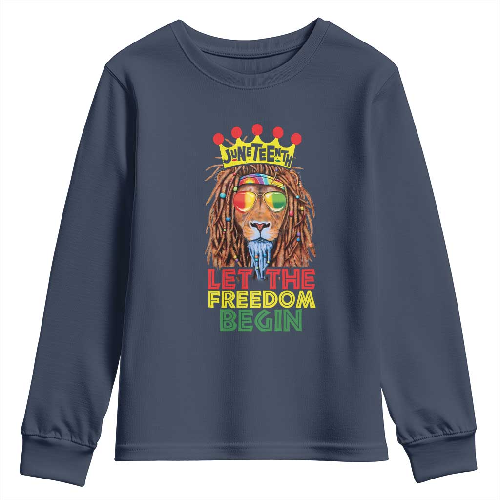 Juneteenth Youth Sweatshirt Let The Freedom Begin Lion Rasta African American TS09