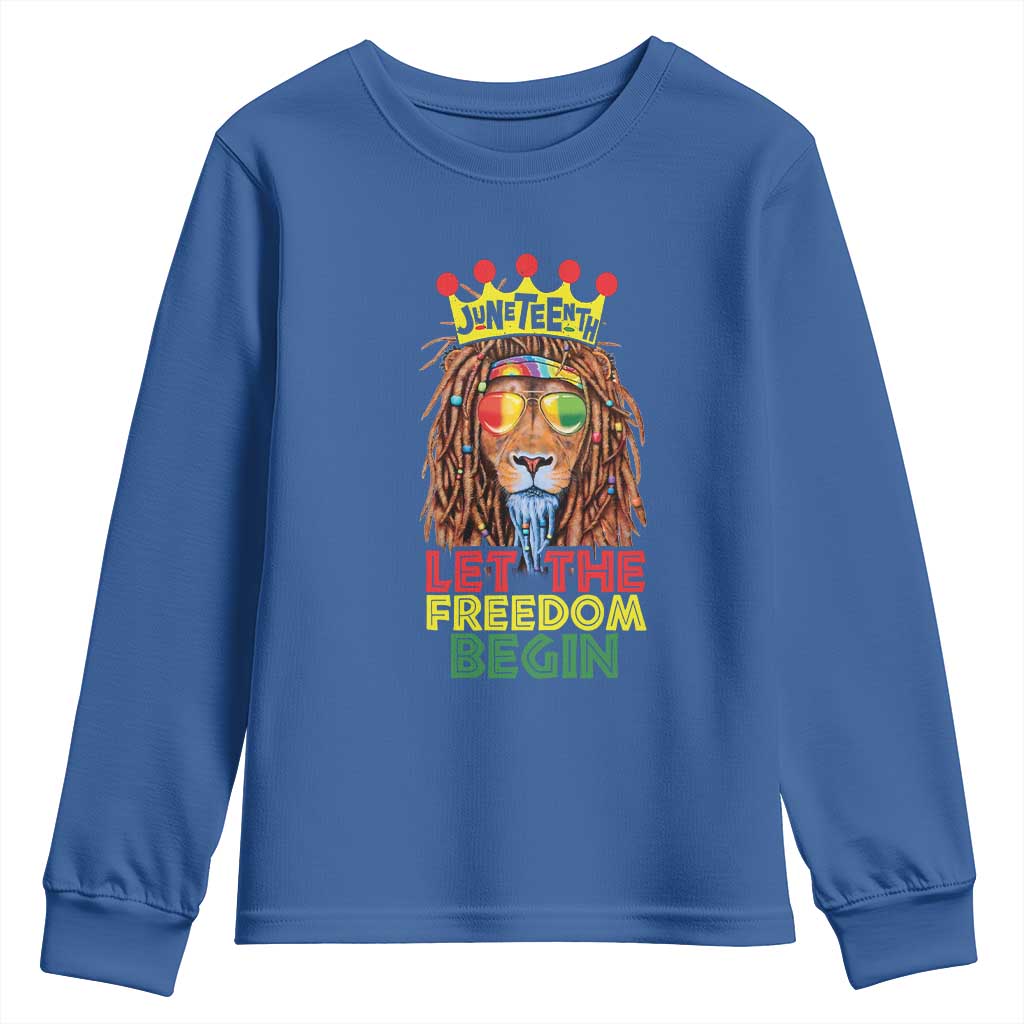 Juneteenth Youth Sweatshirt Let The Freedom Begin Lion Rasta African American TS09