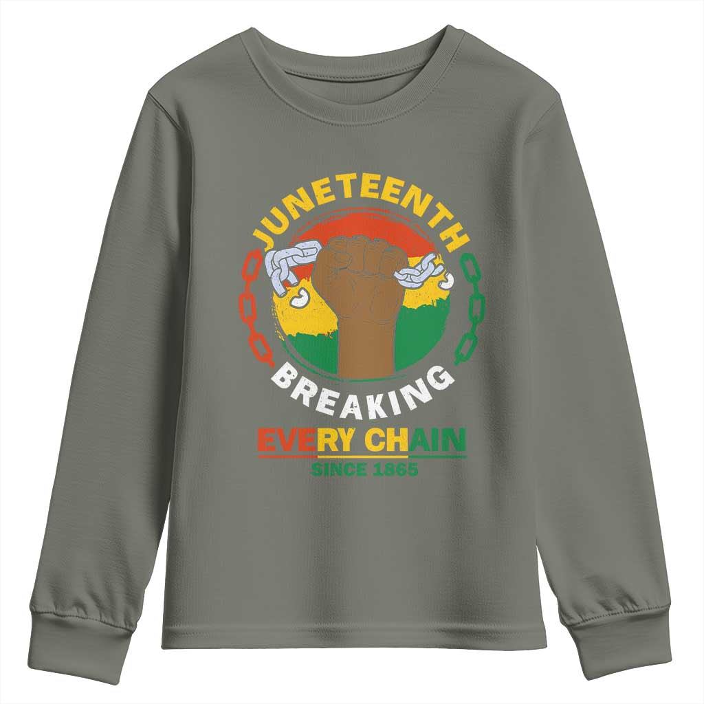 Juneteenth Youth Sweatshirt Breaking Every Chain Since 1865 Black Freedom TS09