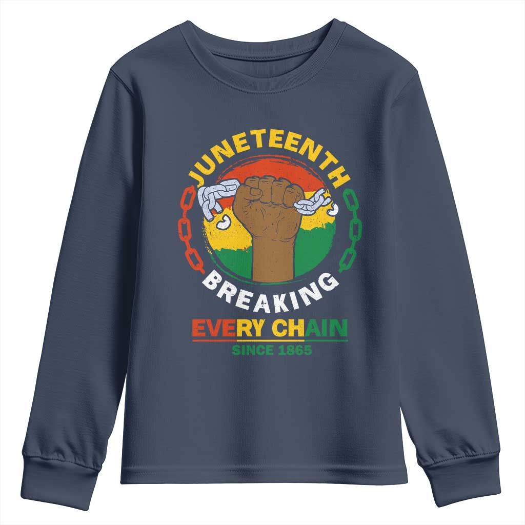 Juneteenth Youth Sweatshirt Breaking Every Chain Since 1865 Black Freedom TS09