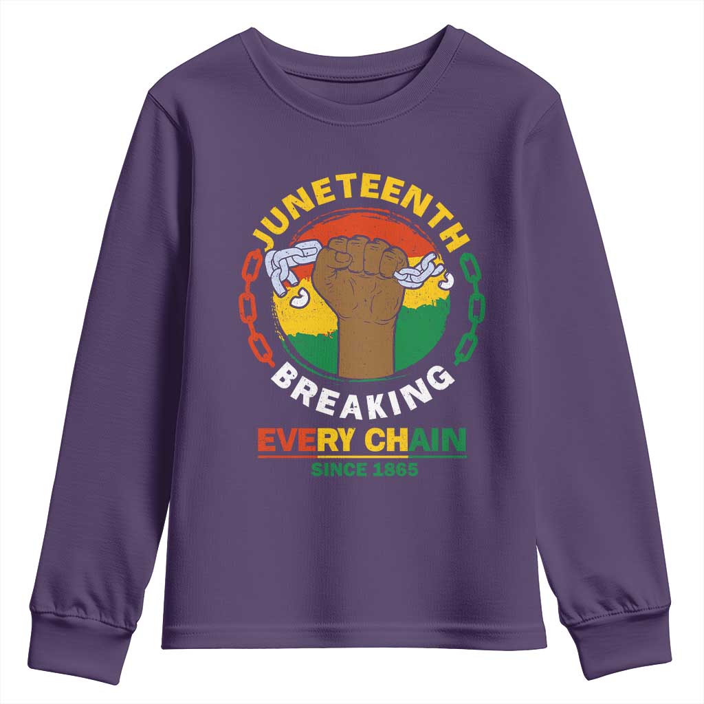 Juneteenth Youth Sweatshirt Breaking Every Chain Since 1865 Black Freedom TS09