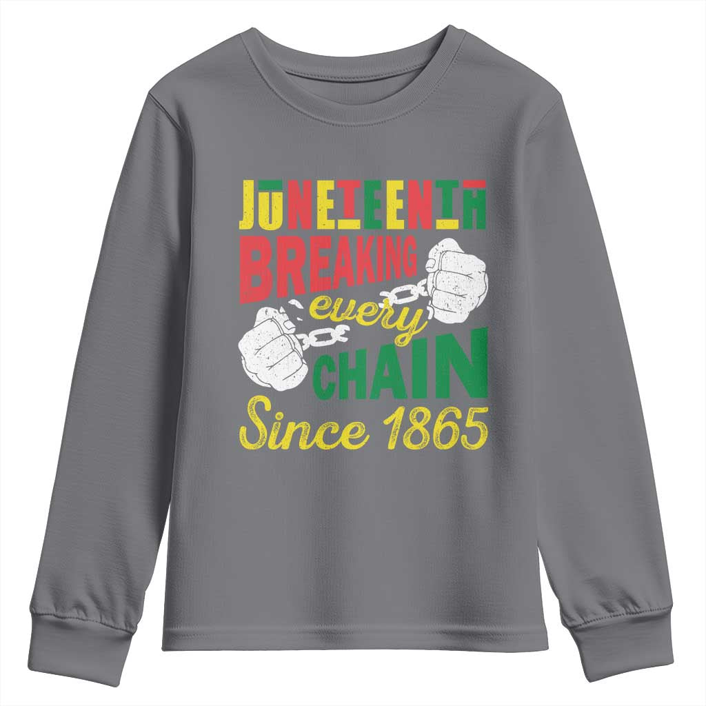 Juneteenth Youth Sweatshirt Breaking Every Chain Since 1865 Black Pride TS09