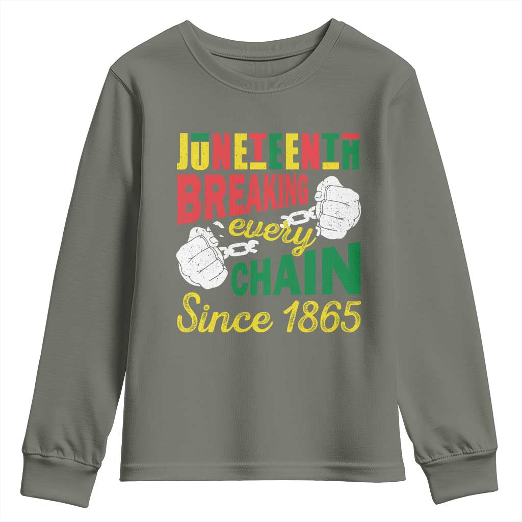 Juneteenth Youth Sweatshirt Breaking Every Chain Since 1865 Black Pride TS09