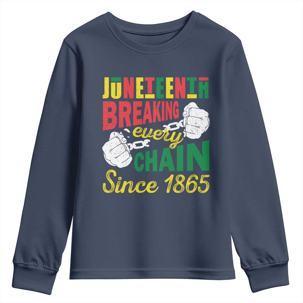 Juneteenth Youth Sweatshirt Breaking Every Chain Since 1865 Black Pride TS09