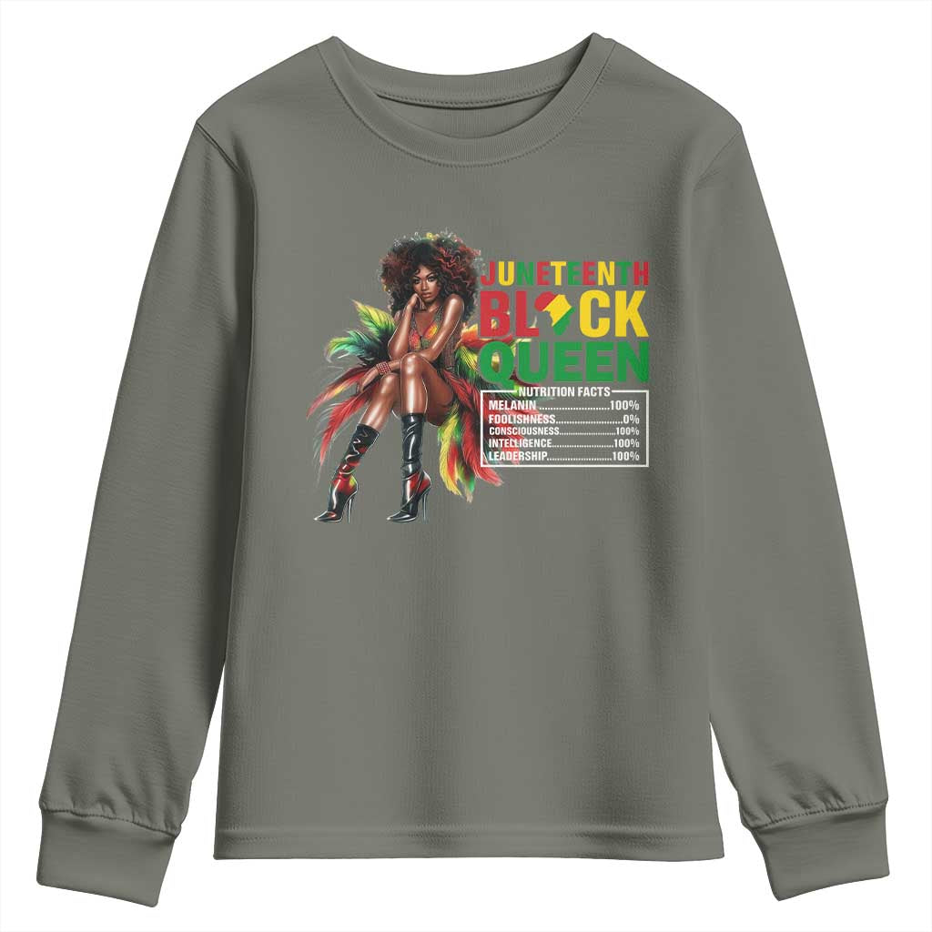 Juneteenth Youth Sweatshirt Black Queen Nutritional Facts African American TS09