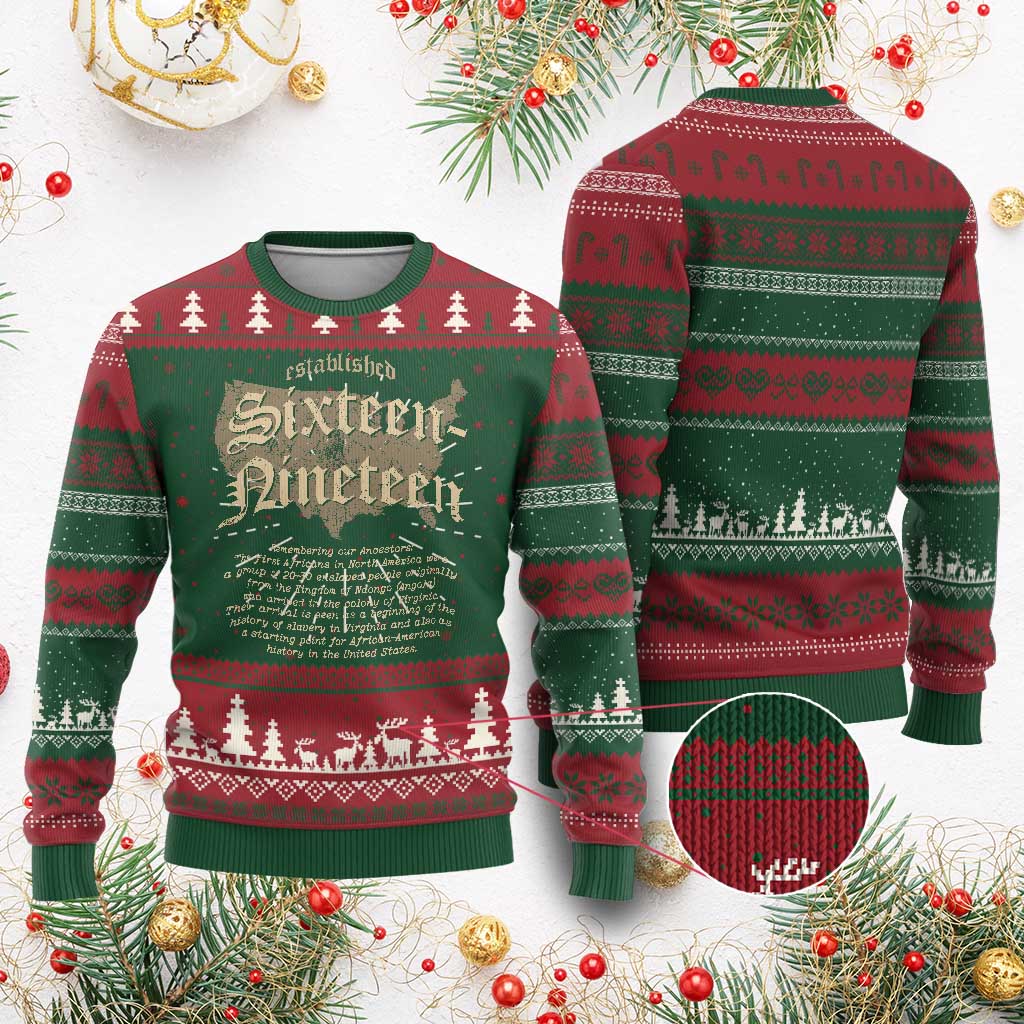 Black History Ugly Christmas Sweater 1619 Sixteen-Nineteen Established TS09