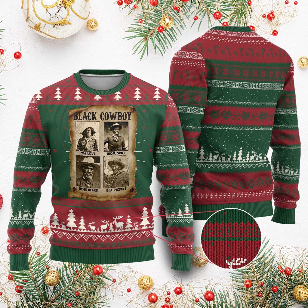 Black Cowboy Ugly Christmas Sweater African American Legendary Cowboys Black History TS09