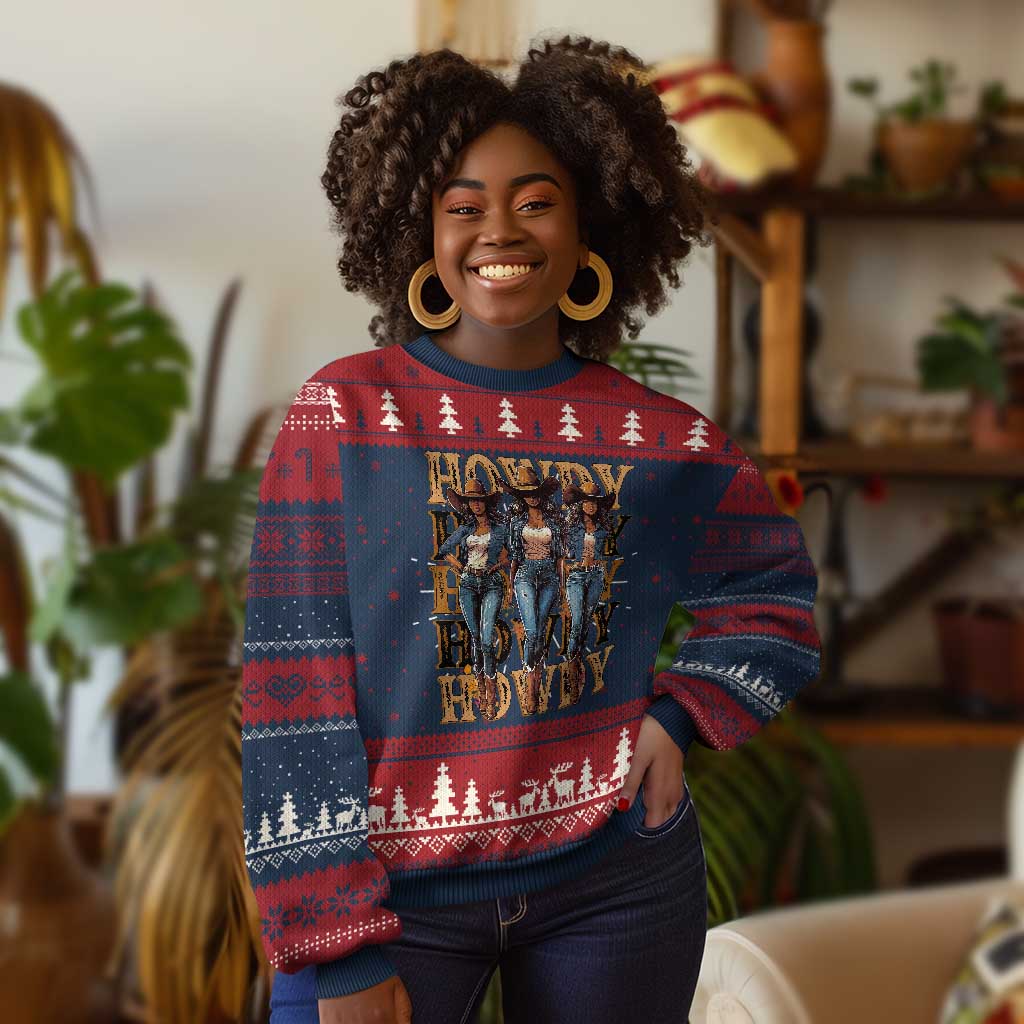 Black Cowgirl Ugly Christmas Sweater Howdy Melanin Rodeo Queen TS09