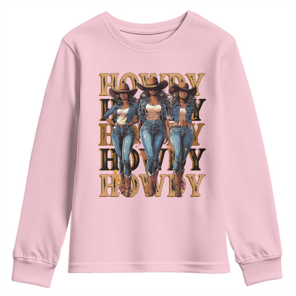 Black Cowgirl Youth Sweatshirt Howdy Melanin Rodeo Queen TS09