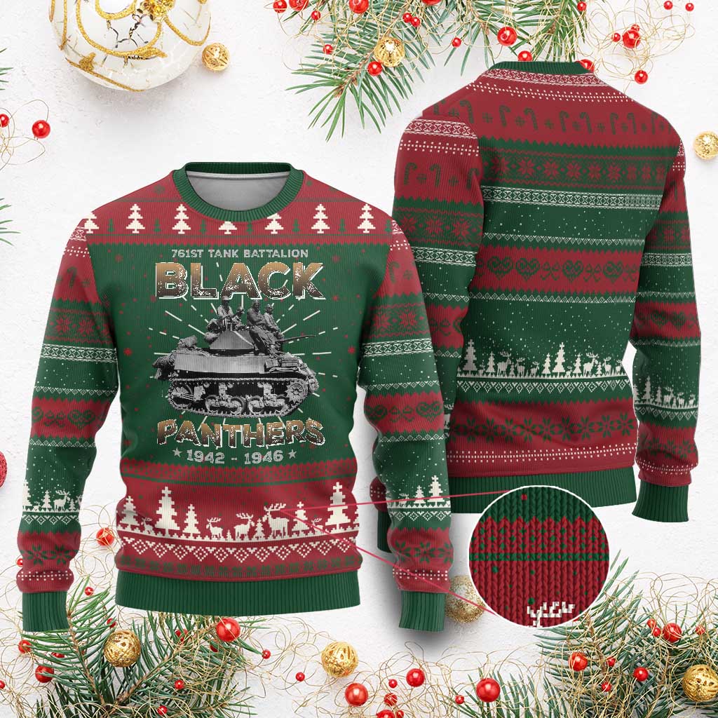 761st Tank Battalion Tribute Ugly Christmas Sweater Black Panther Party History TS09
