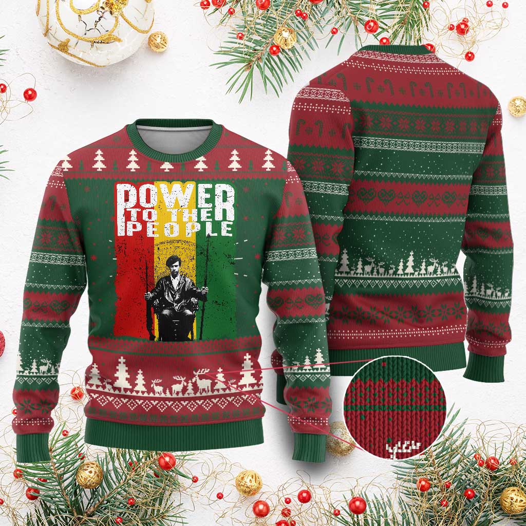 Black Panther Party Huey P. Newton Ugly Christmas Sweater Power To The People TS09