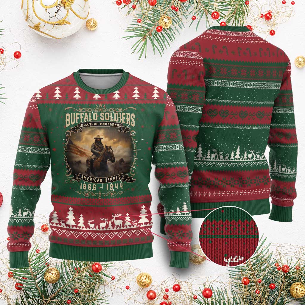 Buffalo Soldiers Ugly Christmas Sweater American Heros Cavalry Black History TS09
