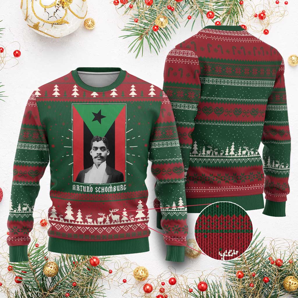 Arturo Schomburg Ugly Christmas Sweater Puerto Rican Harlem Renaissance TS09