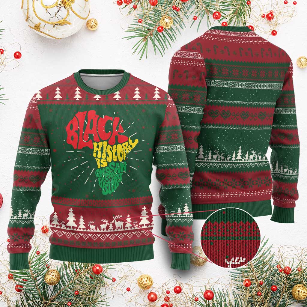 Black History Is American History Ugly Christmas Sweater Africa Map TS11