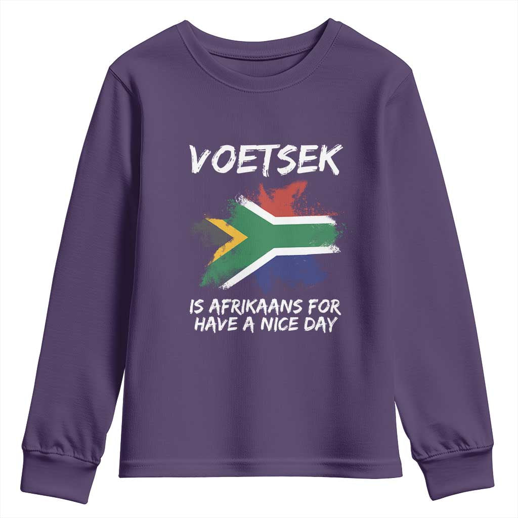 Funny Voetsek Is Afrikaans For Have A Nice Day Youth Sweatshirt Saffa Flag TS11