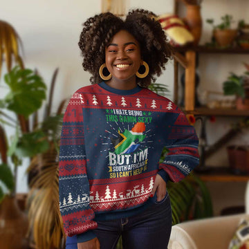 I Hate Being This Damn Sexy But I'm South African So I can't Help It Ugly Christmas Sweater Vintage Saffa Flag TS11