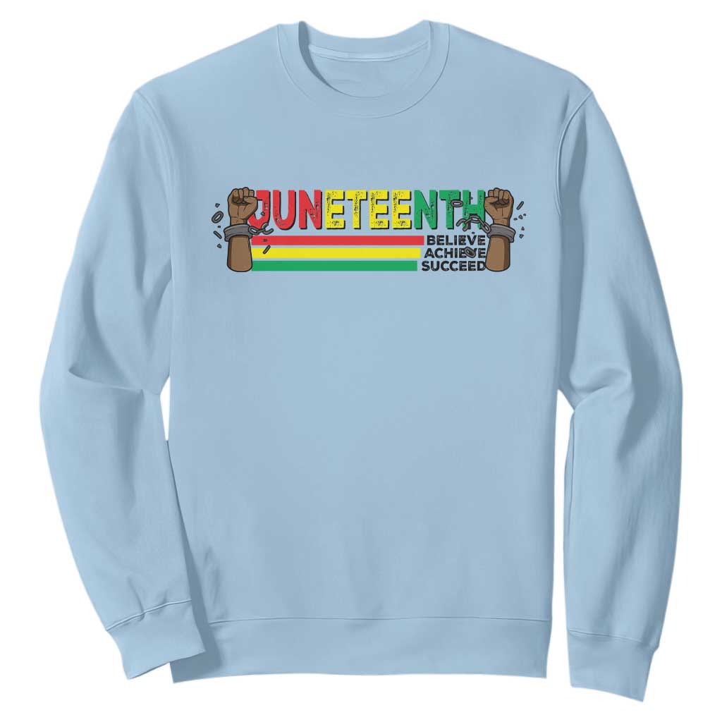 Juneteenth 1865 Sweatshirt Believe Achieve Succeed Independence Day Breaking Every Chain TS11
