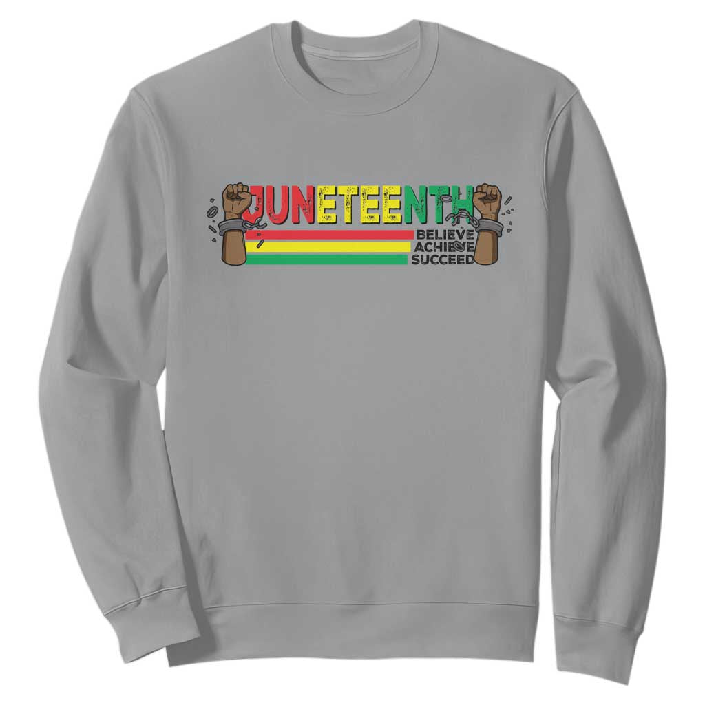 Juneteenth 1865 Sweatshirt Believe Achieve Succeed Independence Day Breaking Every Chain TS11