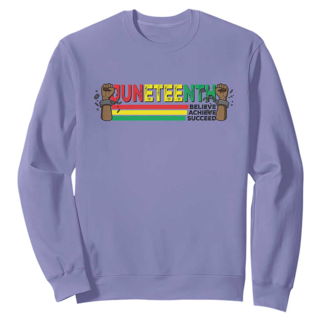 Juneteenth 1865 Sweatshirt Believe Achieve Succeed Independence Day Breaking Every Chain TS11