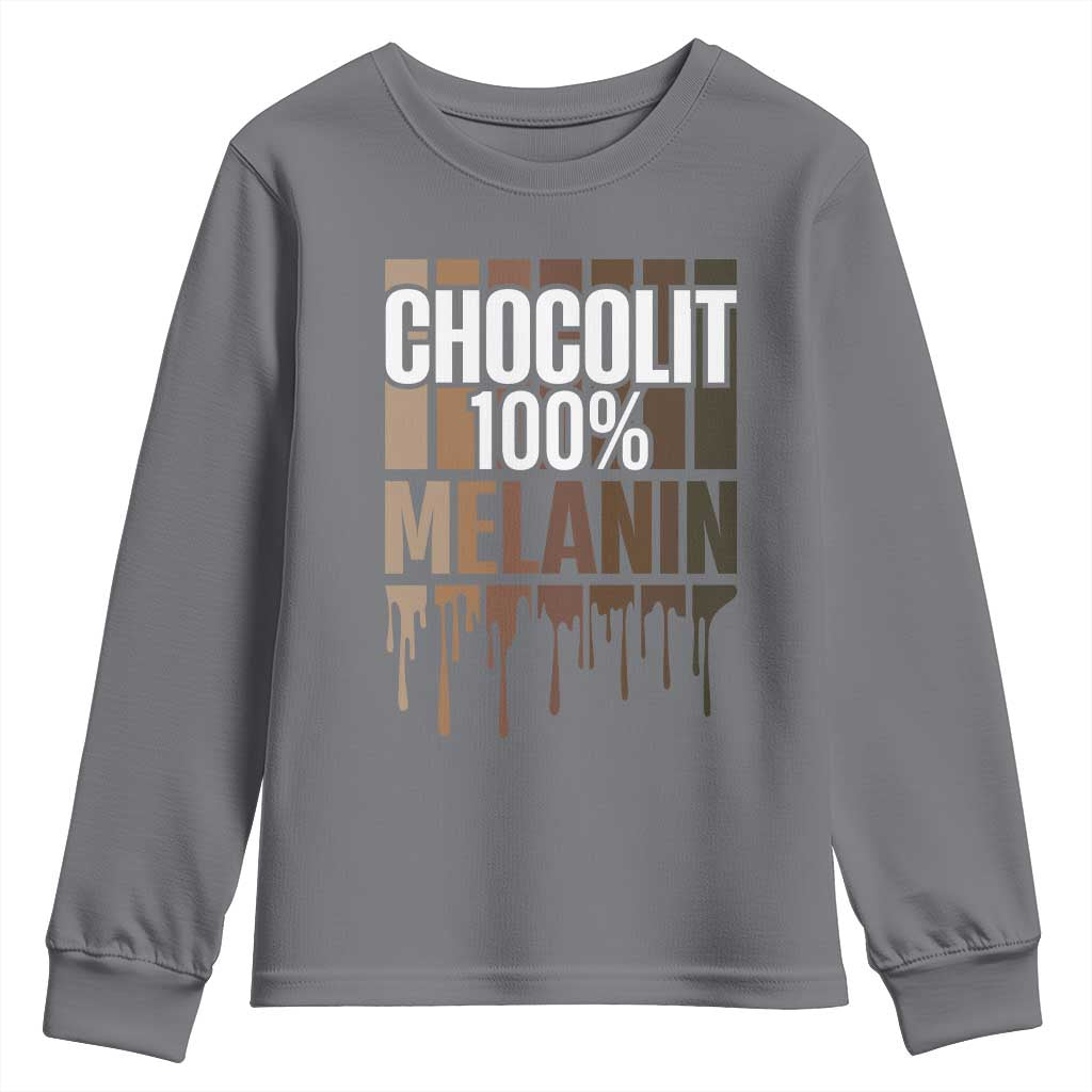 Funny Chocolit 100% Youth Sweatshirt Melanin Black Pride African American TS11