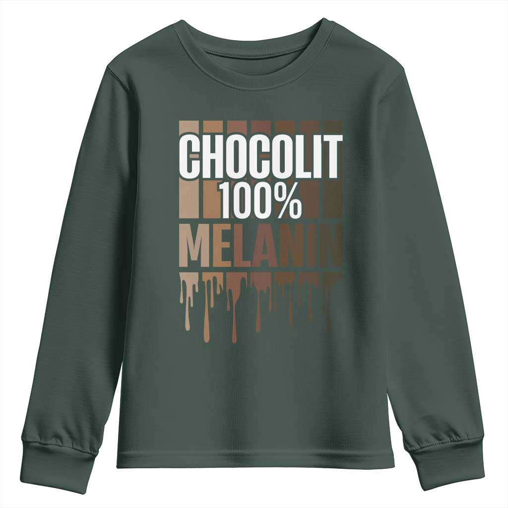 Funny Chocolit 100% Youth Sweatshirt Melanin Black Pride African American TS11