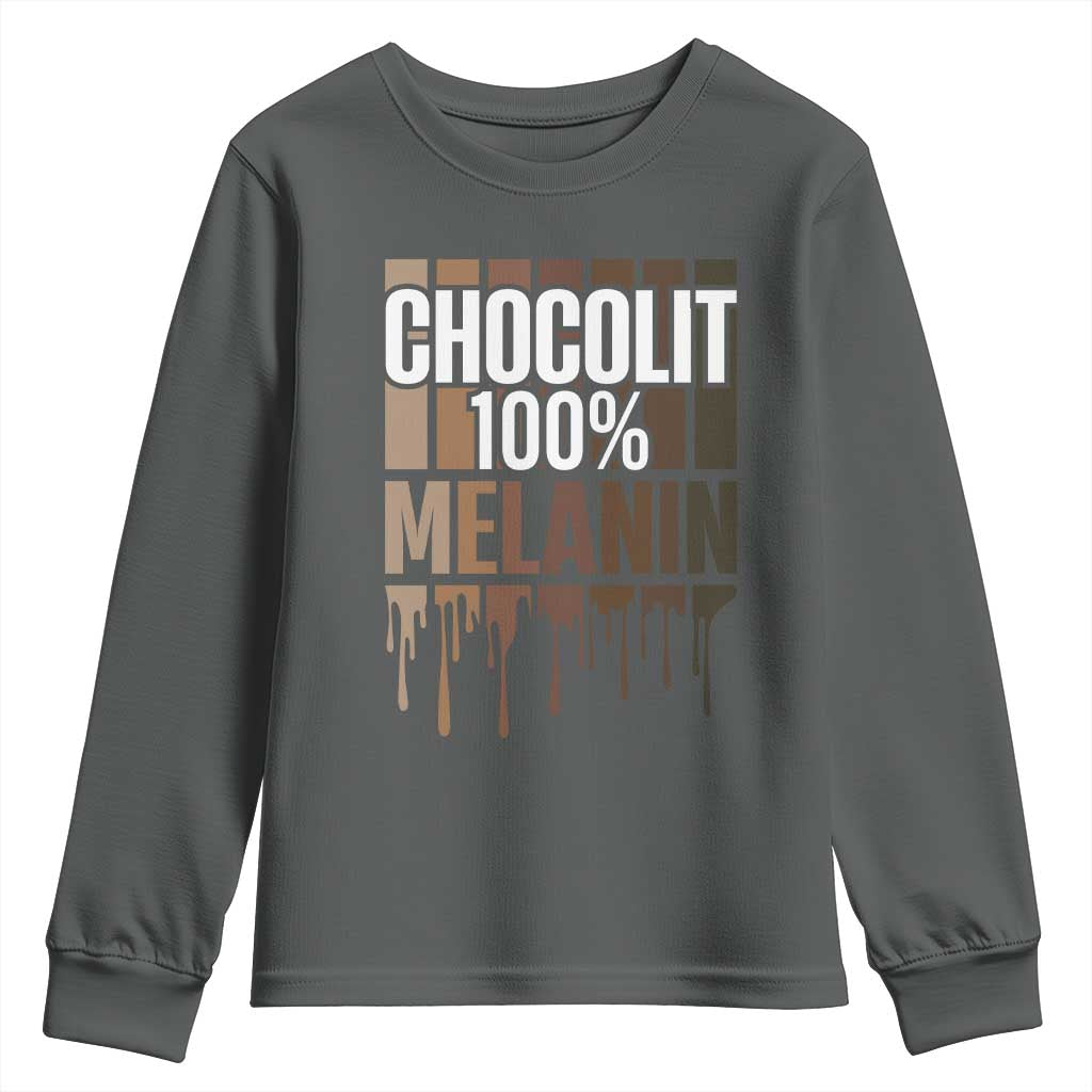 Funny Chocolit 100% Youth Sweatshirt Melanin Black Pride African American TS11