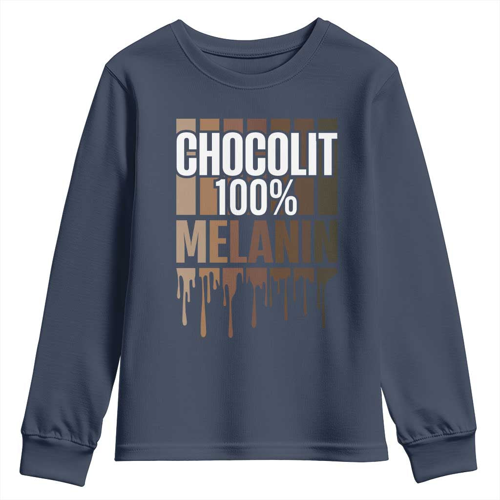 Funny Chocolit 100% Youth Sweatshirt Melanin Black Pride African American TS11