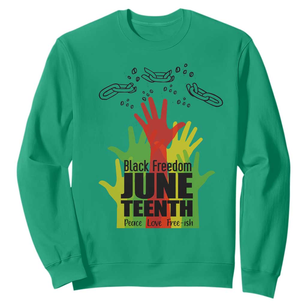 Juneteenth 1865 Sweatshirt Black Freedom Juneteenth Peace Love Free - ish Breaking Every Chain TS11