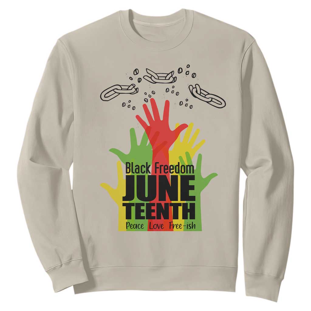 Juneteenth 1865 Sweatshirt Black Freedom Juneteenth Peace Love Free - ish Breaking Every Chain TS11