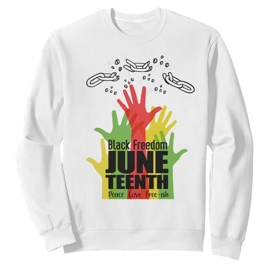 Juneteenth 1865 Sweatshirt Black Freedom Juneteenth Peace Love Free - ish Breaking Every Chain TS11