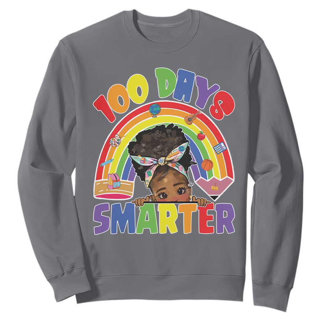 Funny 100 Days Smarter Afro African American Girl Sweatshirt 100th Day Of School TS11