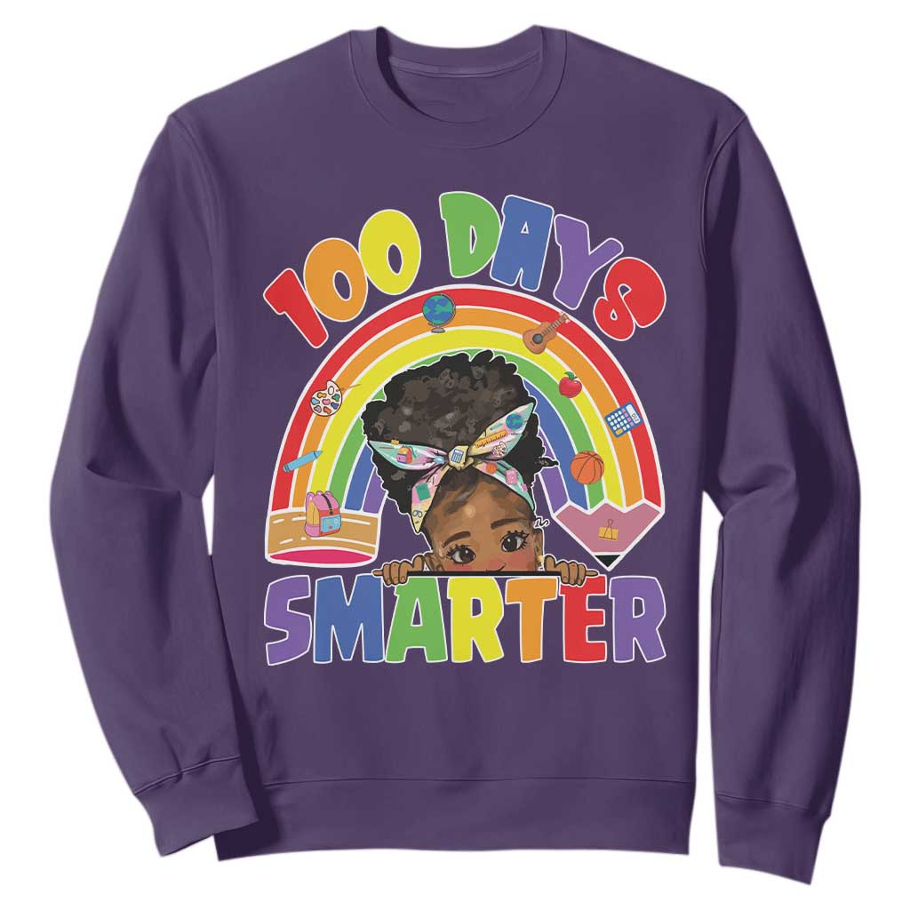 Funny 100 Days Smarter Afro African American Girl Sweatshirt 100th Day Of School TS11