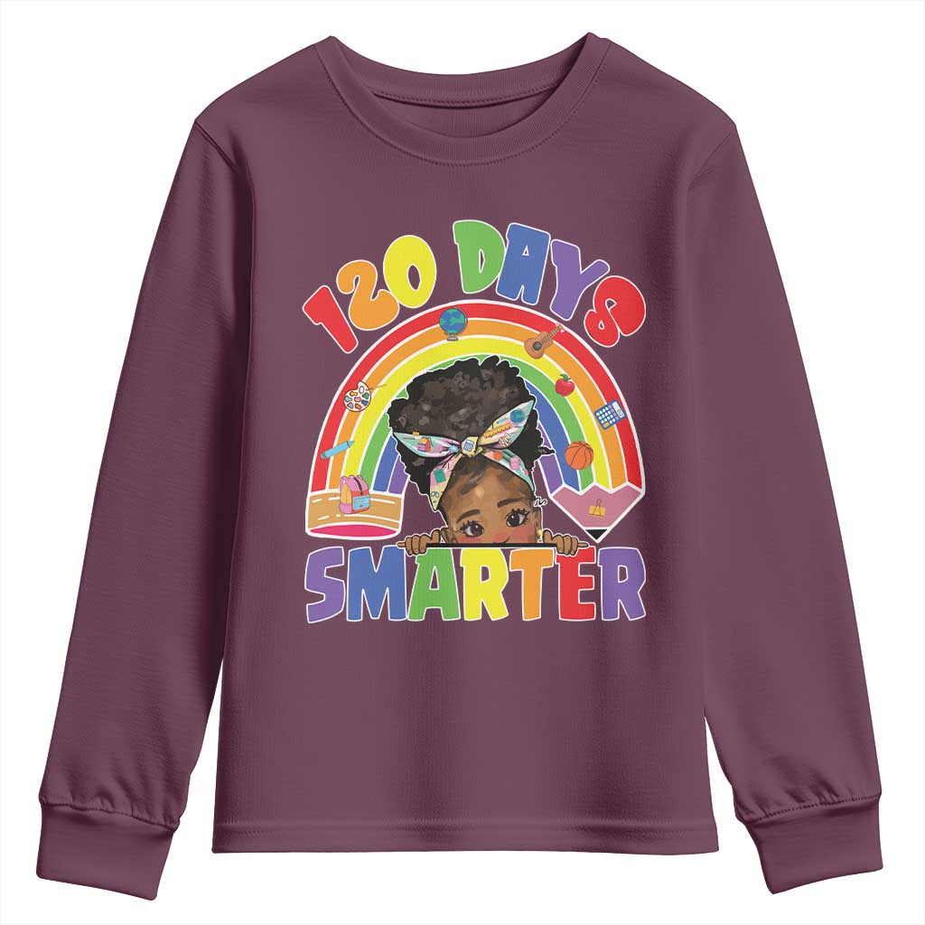 Funny 120 Days Smarter Afro African American Girl Youth Sweatshirt 120th Day Of School TS11