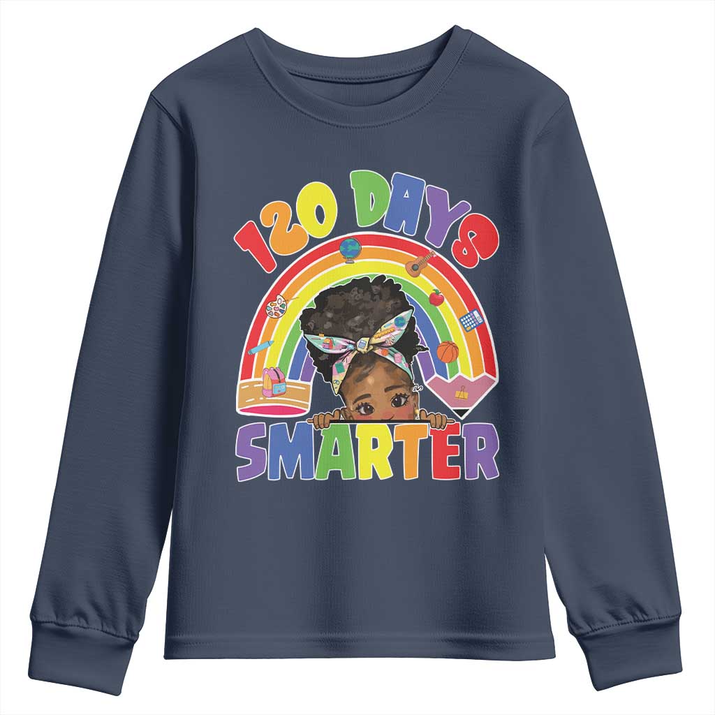 Funny 120 Days Smarter Afro African American Girl Youth Sweatshirt 120th Day Of School TS11