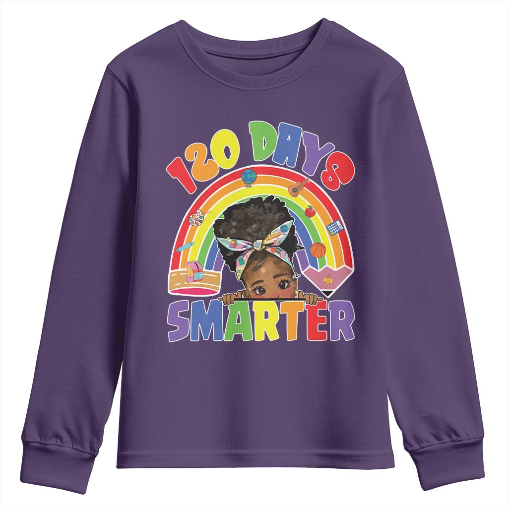 Funny 120 Days Smarter Afro African American Girl Youth Sweatshirt 120th Day Of School TS11