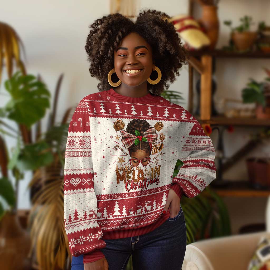 Have A Melanin Xmas African American Girl Ugly Christmas Sweater TS11