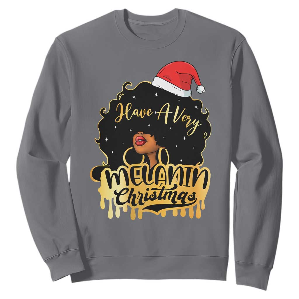 Have A Melanin Christmas African American Santa Girl Sweatshirt TS11