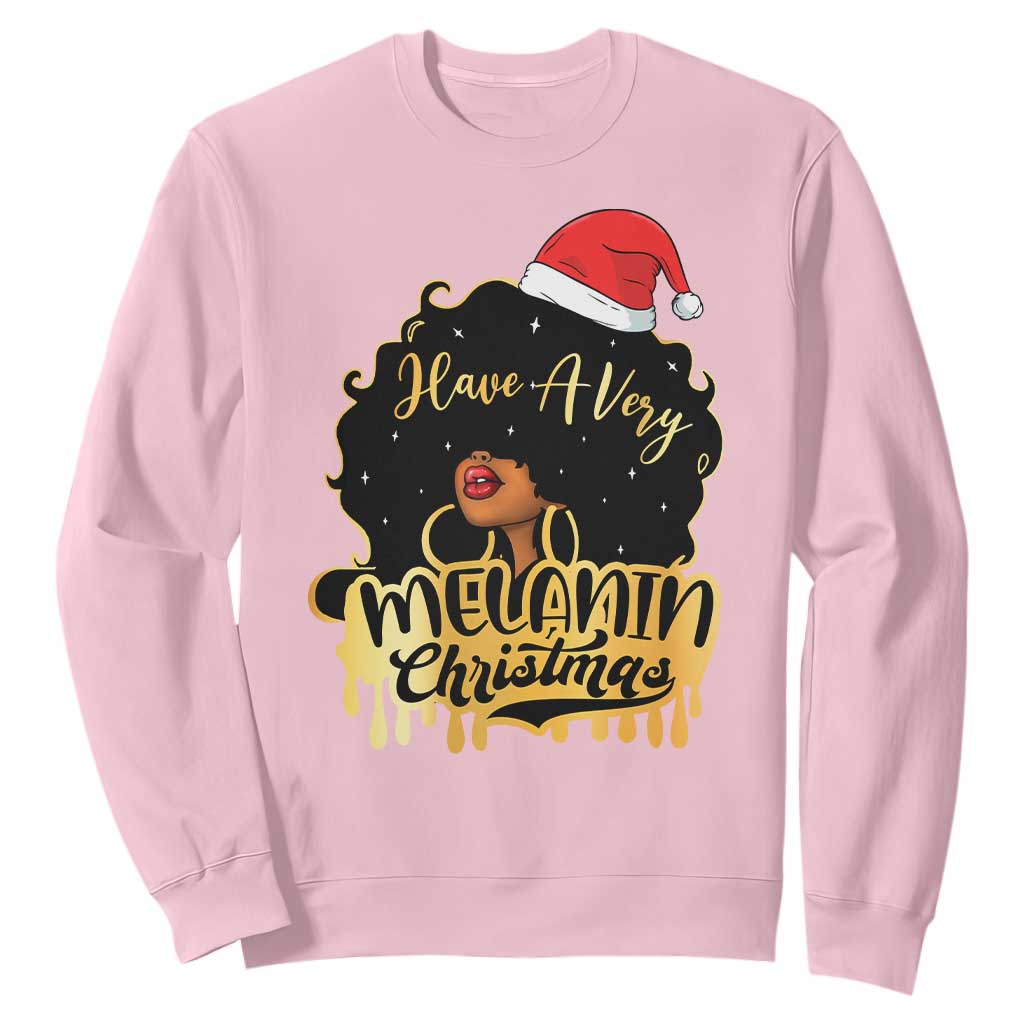 Have A Melanin Christmas African American Santa Girl Sweatshirt TS11
