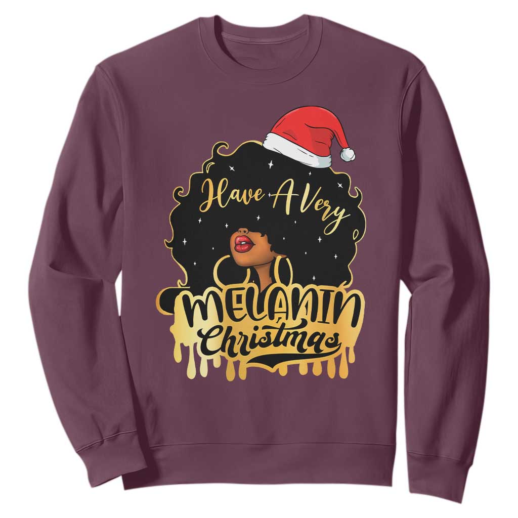 Have A Melanin Christmas African American Santa Girl Sweatshirt TS11